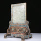 A Fabulous Cloisonne White Jade-Inlaid 'Figure' Table Screen With Imperial Poem Inscriptions From Qianlong Period