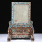 A Fabulous Cloisonne White Jade-Inlaid 'Figure' Table Screen With Imperial Poem Inscriptions From Qianlong Period