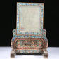 A Fabulous Cloisonne White Jade-Inlaid 'Figure' Table Screen With Imperial Poem Inscriptions From Qianlong Period