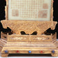 A Fabulous Gilt-Bronze White Jade-Inlaid 'Landscape' Table Screen With Poem Inscriptions