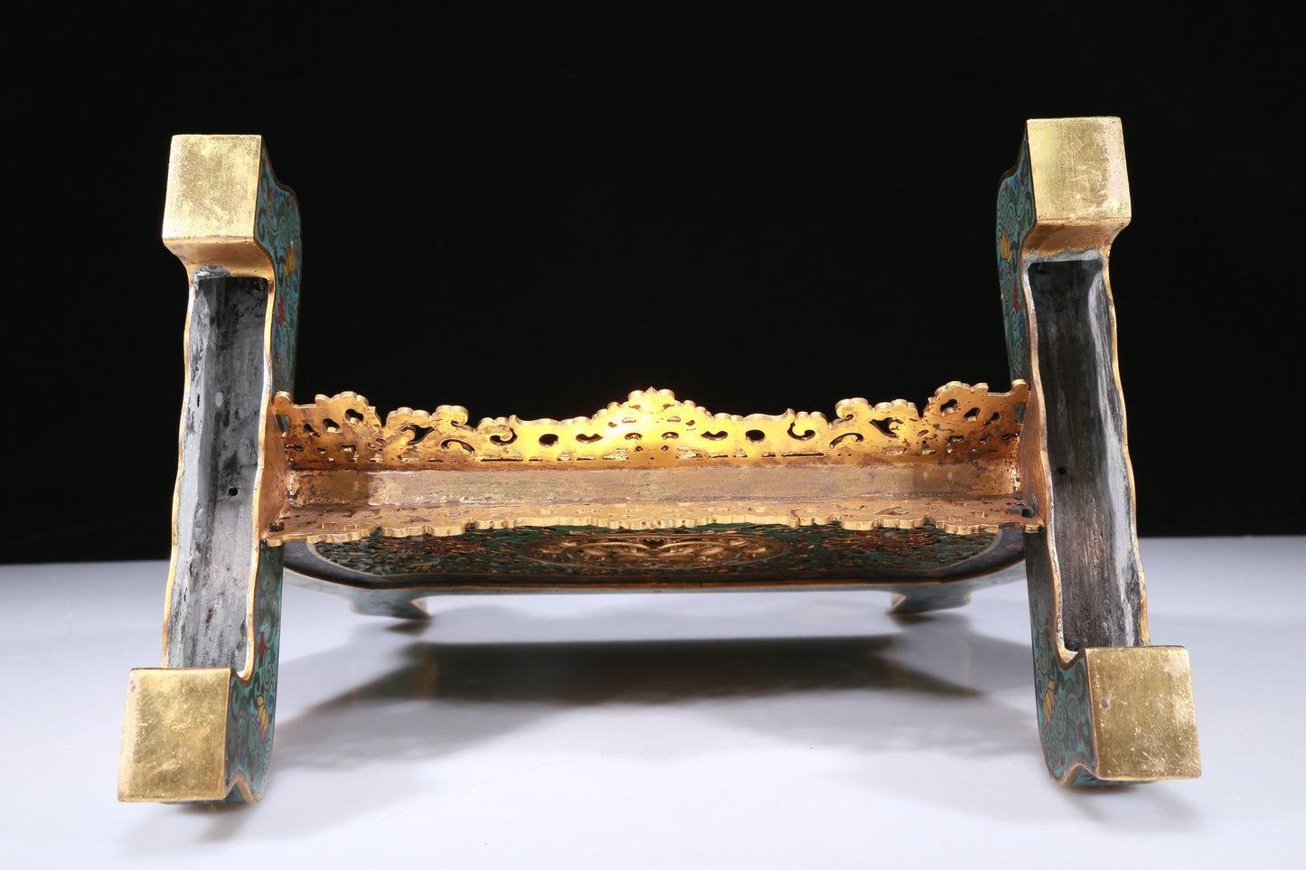 A Fabulous Imperial Cloisonne White Jade-Inlaid 'Landscape& Figure' Table Screen With Poem Inscriptions