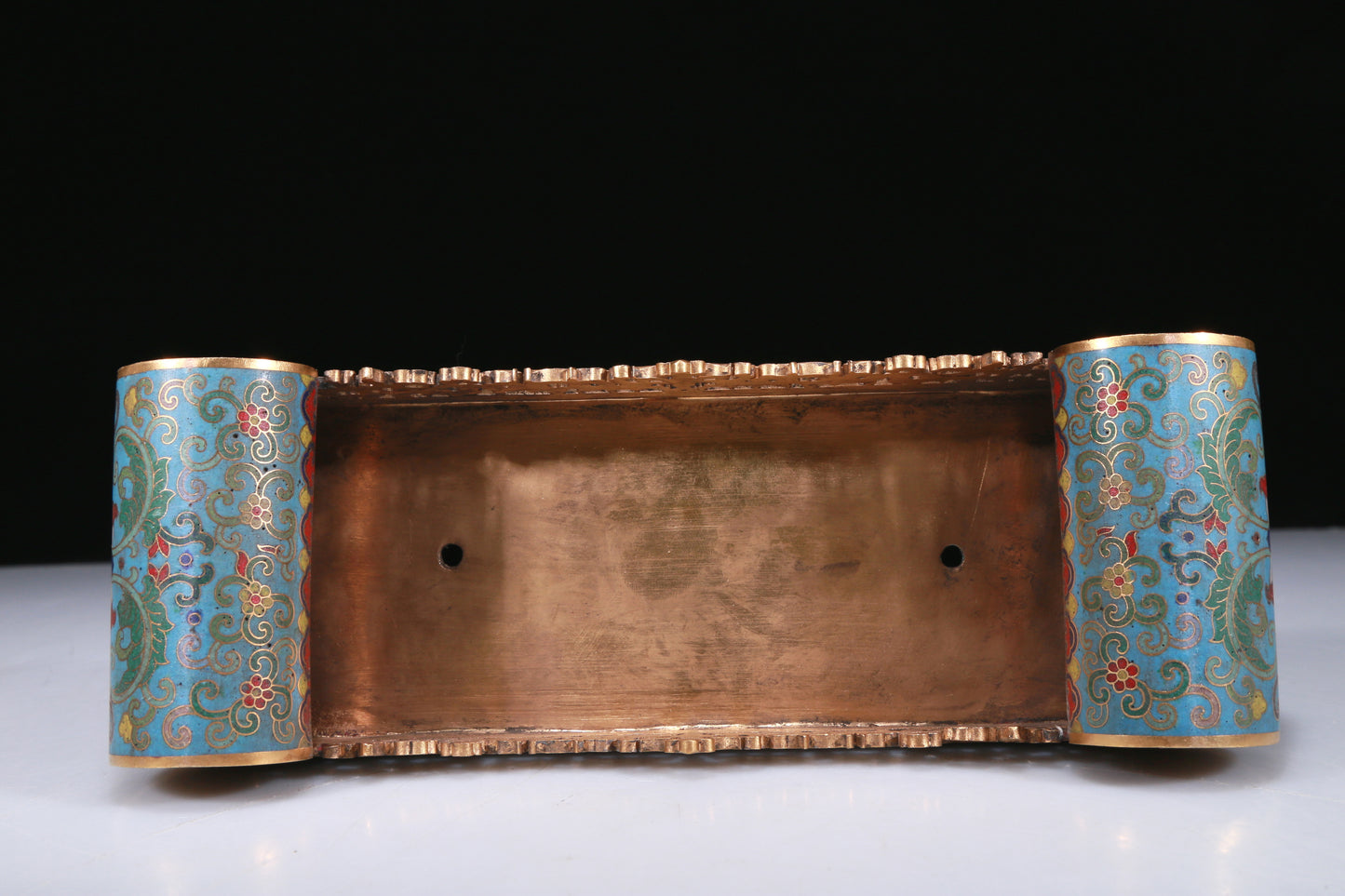 An Exquisite Imperial Cloisonne White Jade-Inlaid 'Dragon& Auspicious Cloud' Table Screen With Poem Inscriptions