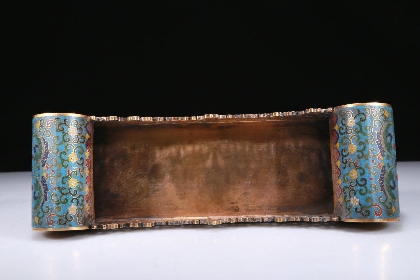 An Exquisite Imperial Cloisonne White Jade-Inlaid 'Dragon& Auspicious Cloud' Table Screen With Poem Inscriptions