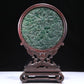 An Exquisite Zitanwood Jasper-Inlaid 'Dragon& Auspicious Cloud' Table Screen With Poem Inscriptions