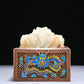 An Exquisite White Jade Gold-Mounted Blueing 'Dragon' Seal