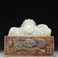 A Marvelous White Jade Gold-Mounted Blueing 'Dragon' Seal