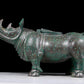 A precious bronze rhinoceros jar inlaid with gold and silver