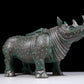 A precious bronze rhinoceros jar inlaid with gold and silver