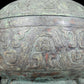 A precious bronze two-eared tripod furnace with auspicious animal patterns and a lid