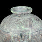 A precious bronze two-eared tripod furnace with auspicious animal patterns and a lid