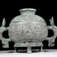 A precious bronze two-eared tripod furnace with auspicious animal patterns and a lid