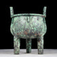 A precious bronze animal-faced two-eared and tripod furnace