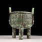 A precious bronze animal-faced two-eared and tripod censer