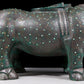 A precious bronze rhinoceros jar inlaid with gold and silver