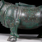 A precious bronze rhinoceros jar inlaid with gold and silver