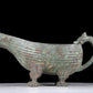 A precious bronze auspicious animal holding pot