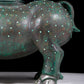 A precious bronze rhinoceros jar inlaid with gold and silver