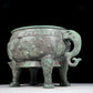 A rare bronze animal-mask elephant-ear censer