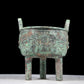 A precious bronze animal-faced two-eared and tripod censer