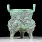 A precious bronze animal-faced two-eared and tripod censer