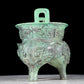 A precious bronze animal-faced two-eared and tripod censer