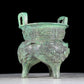 A precious bronze animal-faced two-eared and tripod censer