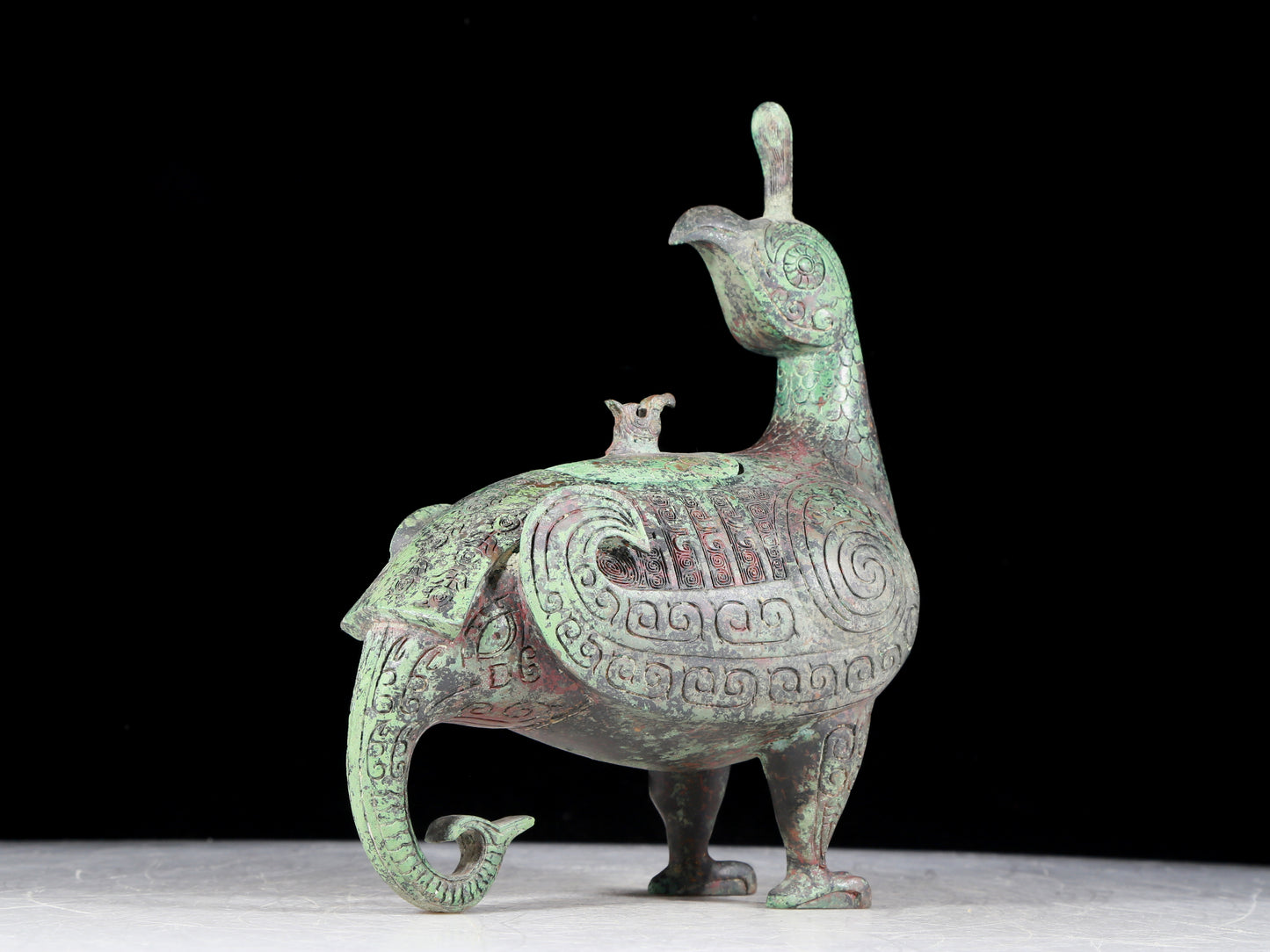 A precious bronze auspicious animal jar