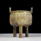 A precious bronze animal-faced two-eared and tripod furnace