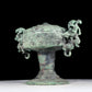 A precious bronze dragon-patterned double-eared stove with lid