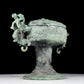 A precious bronze dragon-patterned double-eared stove with lid