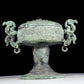 A precious bronze dragon-patterned double-eared stove with lid