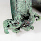 A precious bronze dragon-patterned double-eared stove with lid