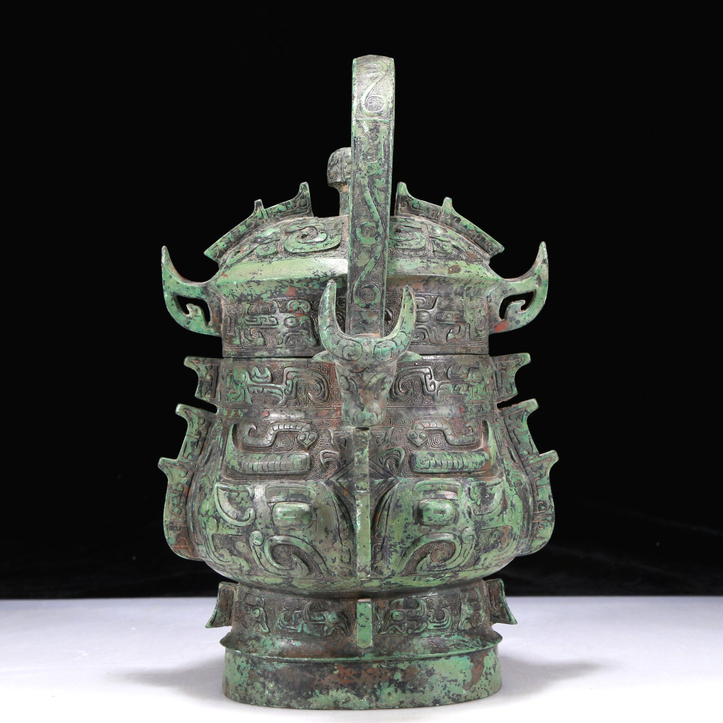 A Precious Bronze 'Animal Mask' Beast-Handled Jar With Inscriptions