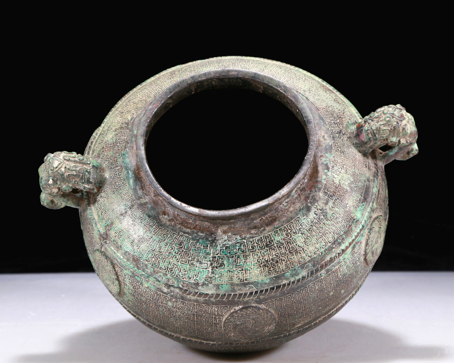 A Precious Bronze 'Dragon' Beast-Handled Jar And Cover