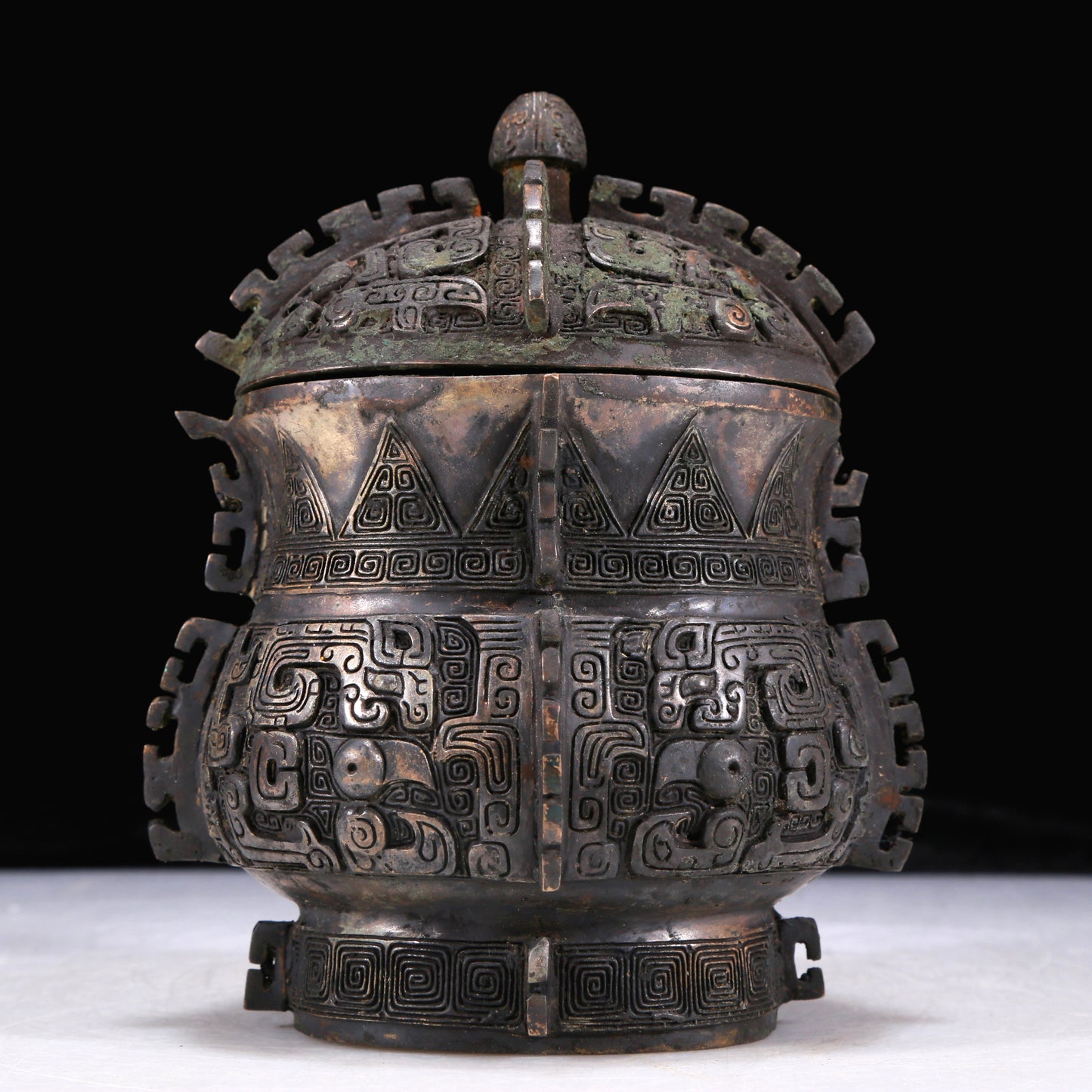 A Precious Bronze 'Animal Mask' Jar And Cover With Inscriptions