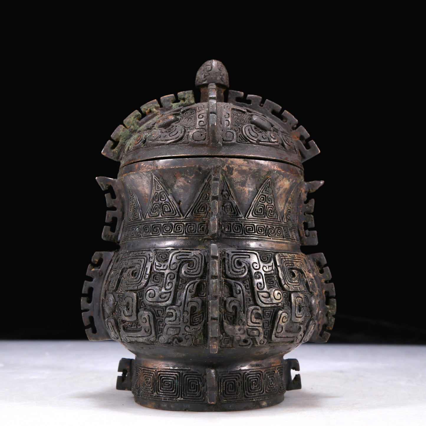 A Precious Bronze 'Animal Mask' Jar And Cover With Inscriptions