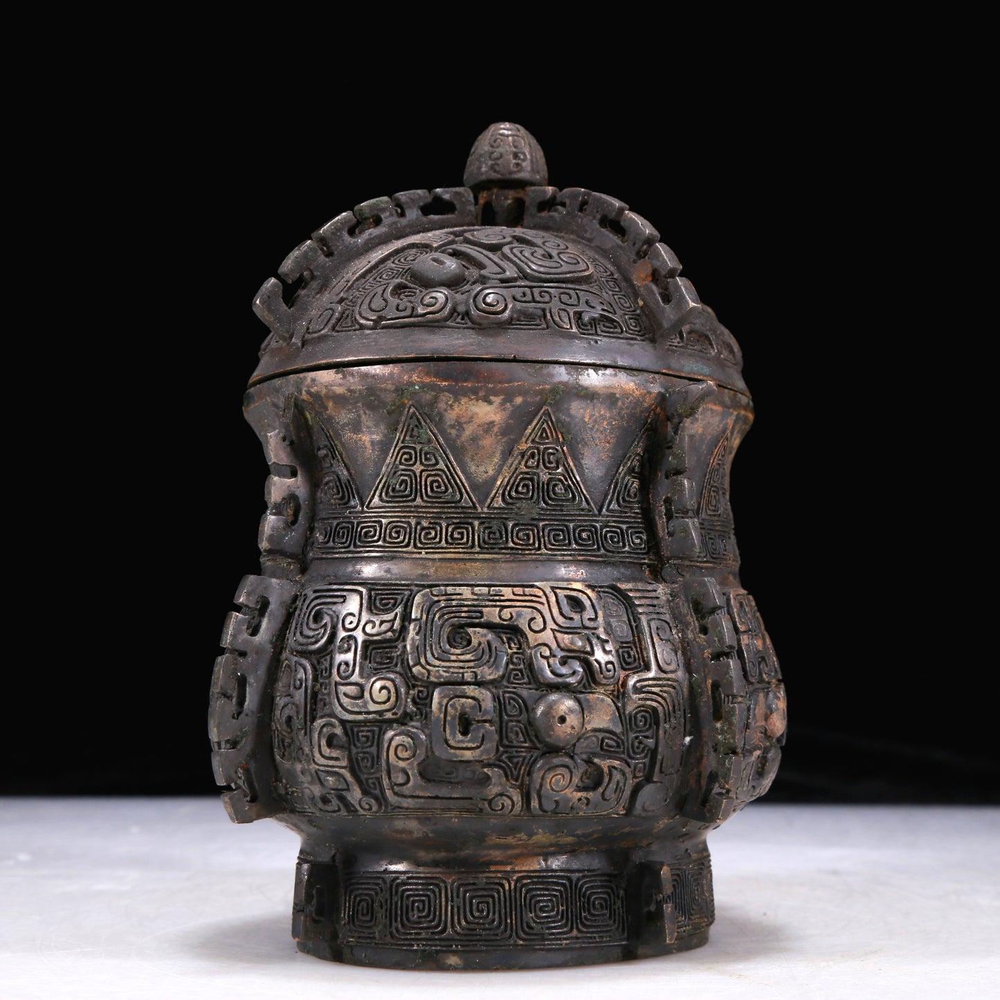 A Precious Bronze 'Animal Mask' Jar And Cover With Inscriptions