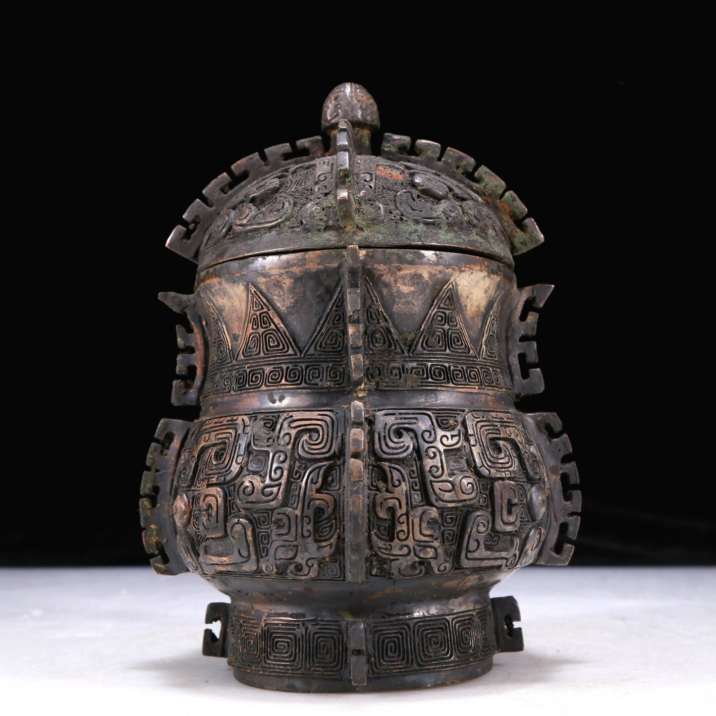 A Precious Bronze 'Animal Mask' Jar And Cover With Inscriptions