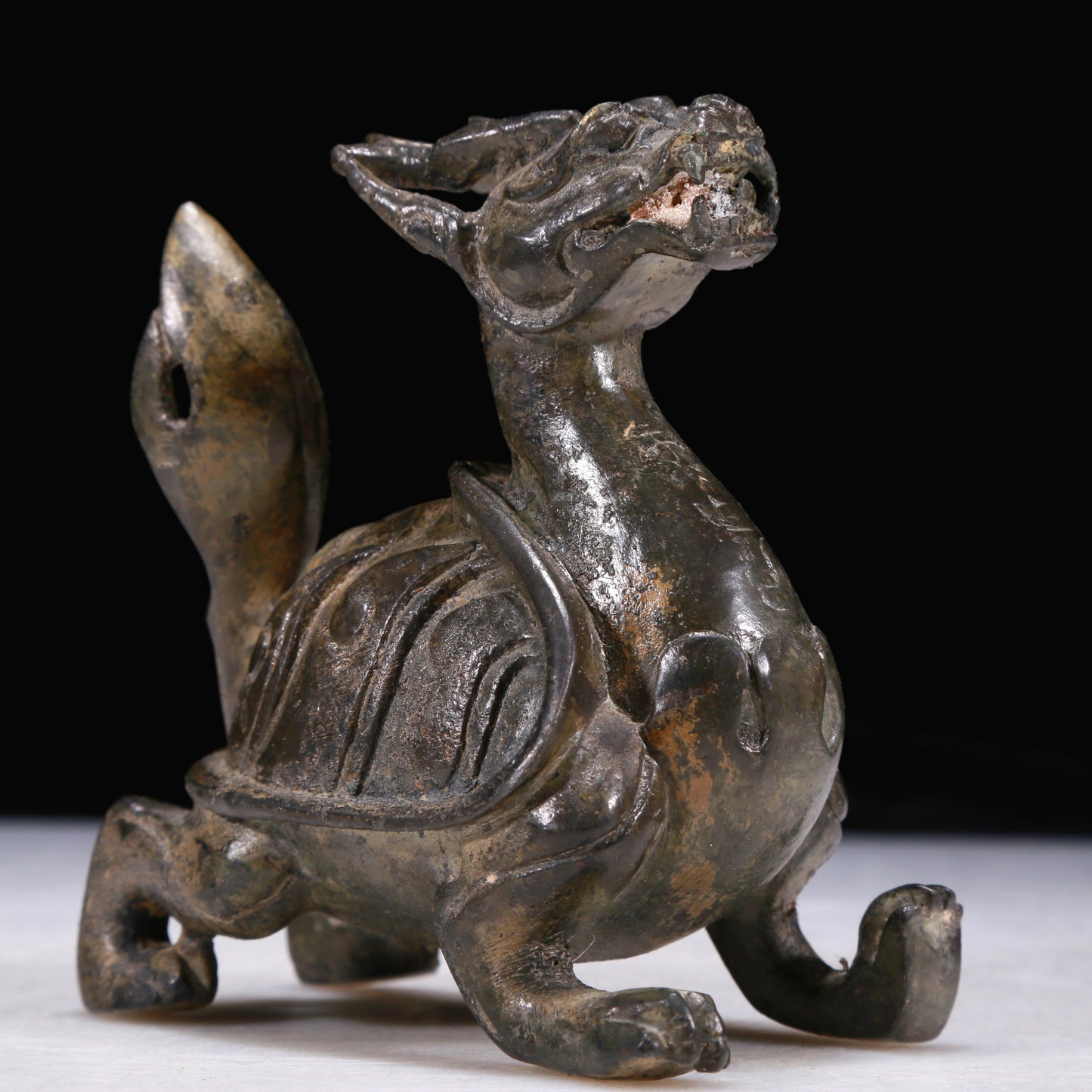 A Precious Bronze Auspicious Beast With Inscriptions