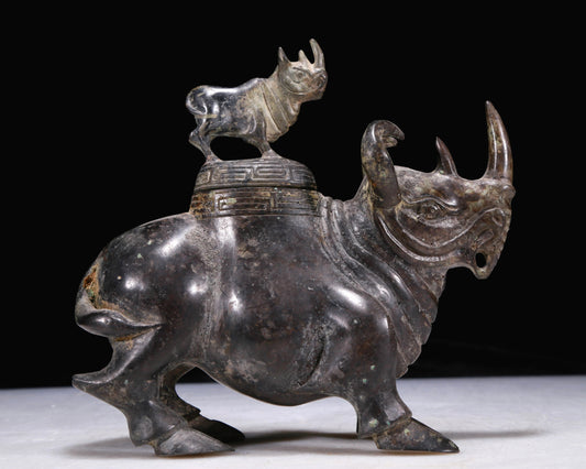 A Precious Bronze Rhinoceros-Form Jar