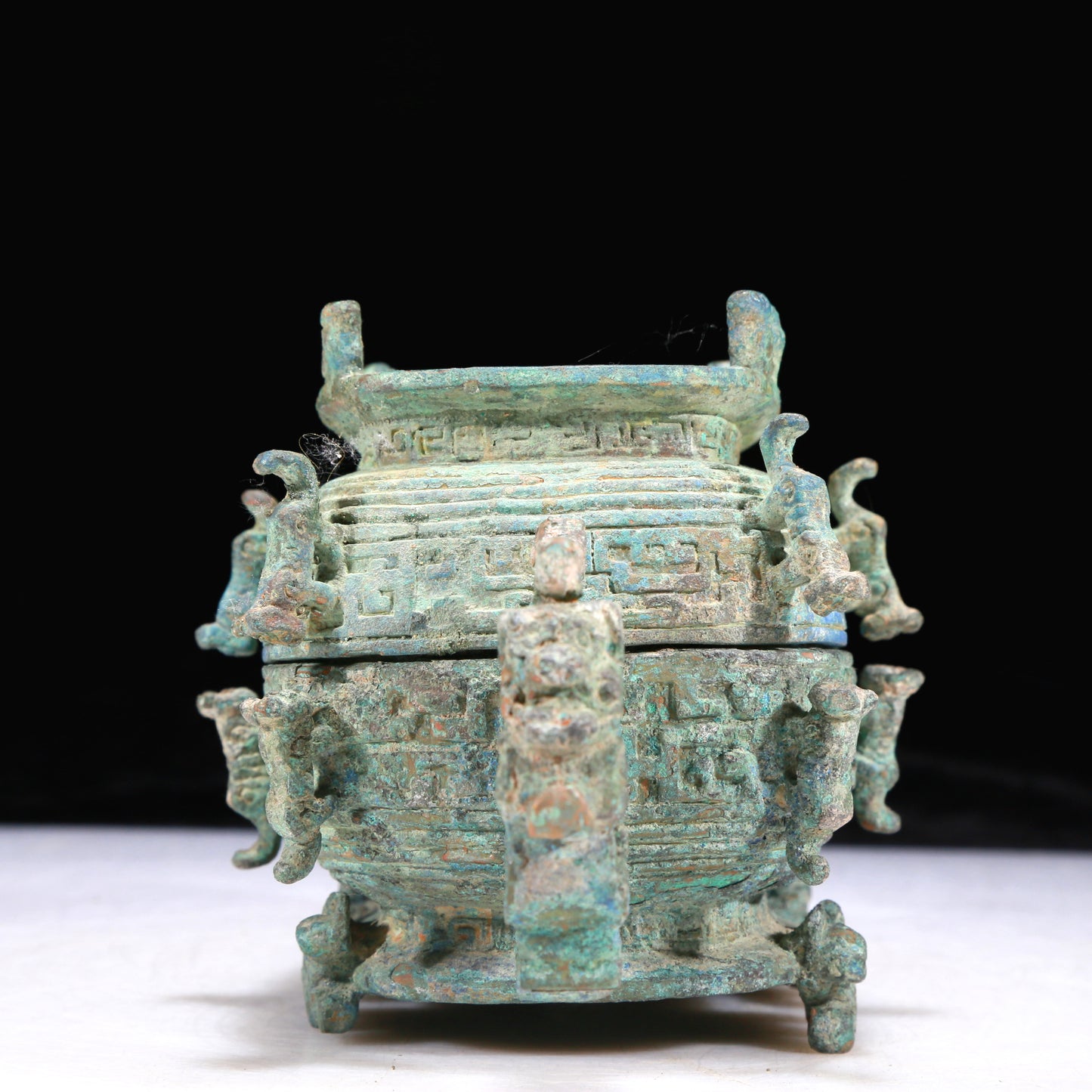 A Precious Bronze 'Animal Mask' Box With Inscriptions