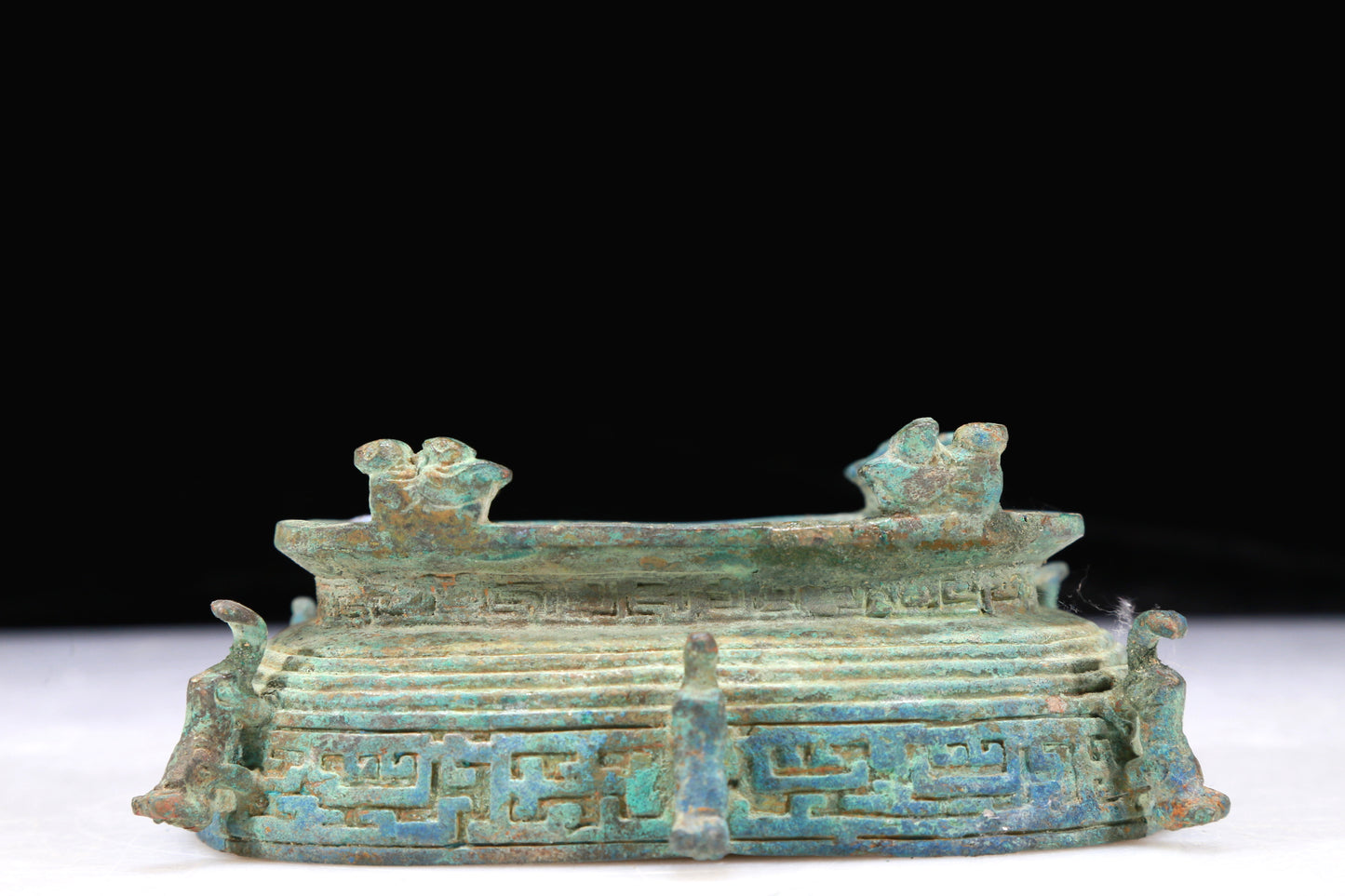 A Precious Bronze 'Animal Mask' Box With Inscriptions