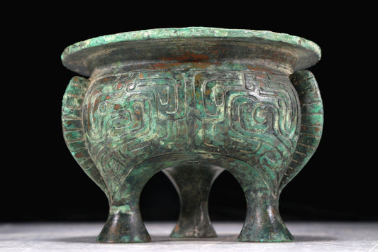 A Fantastic Bronze 'Animal Mask' Tripod Censer With Inscriptions