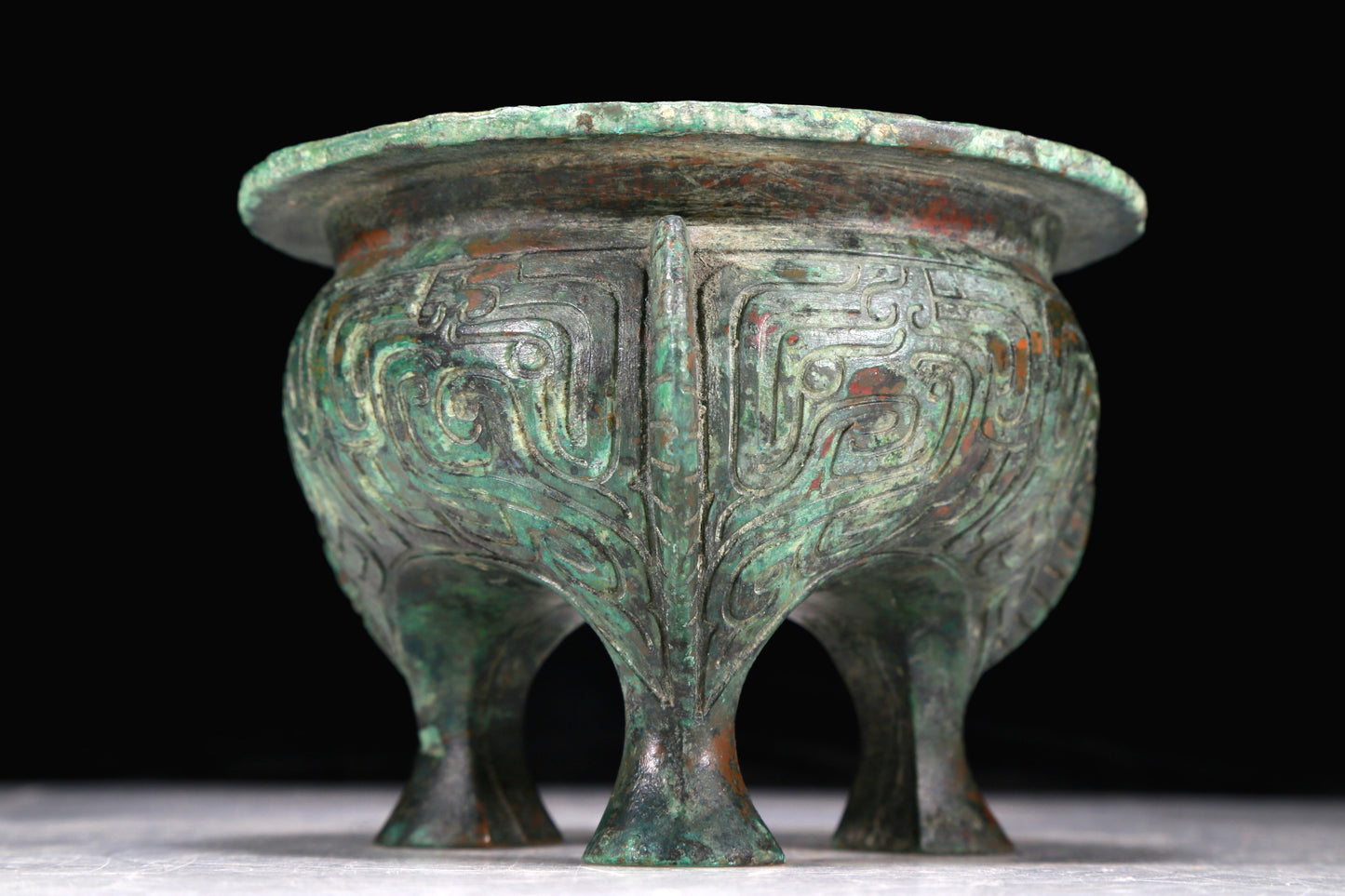 A Fantastic Bronze 'Animal Mask' Tripod Censer With Inscriptions