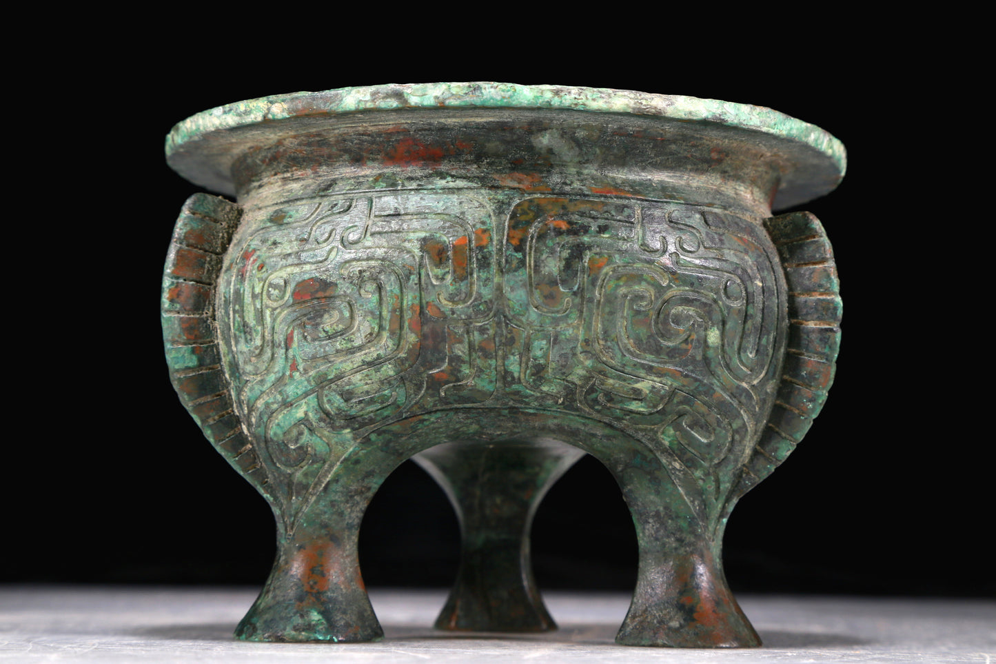 A Fantastic Bronze 'Animal Mask' Tripod Censer With Inscriptions