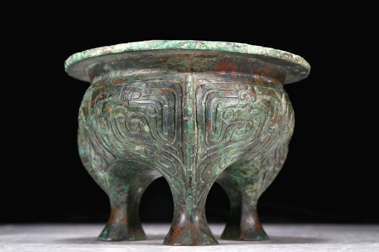 A Fantastic Bronze 'Animal Mask' Tripod Censer With Inscriptions