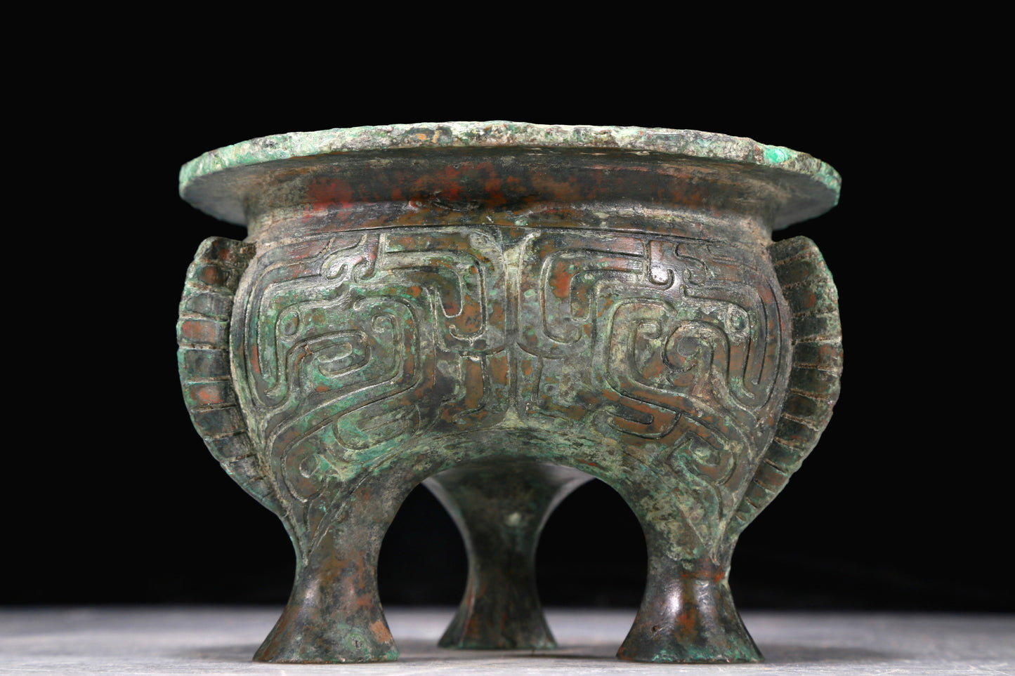 A Fantastic Bronze 'Animal Mask' Tripod Censer With Inscriptions