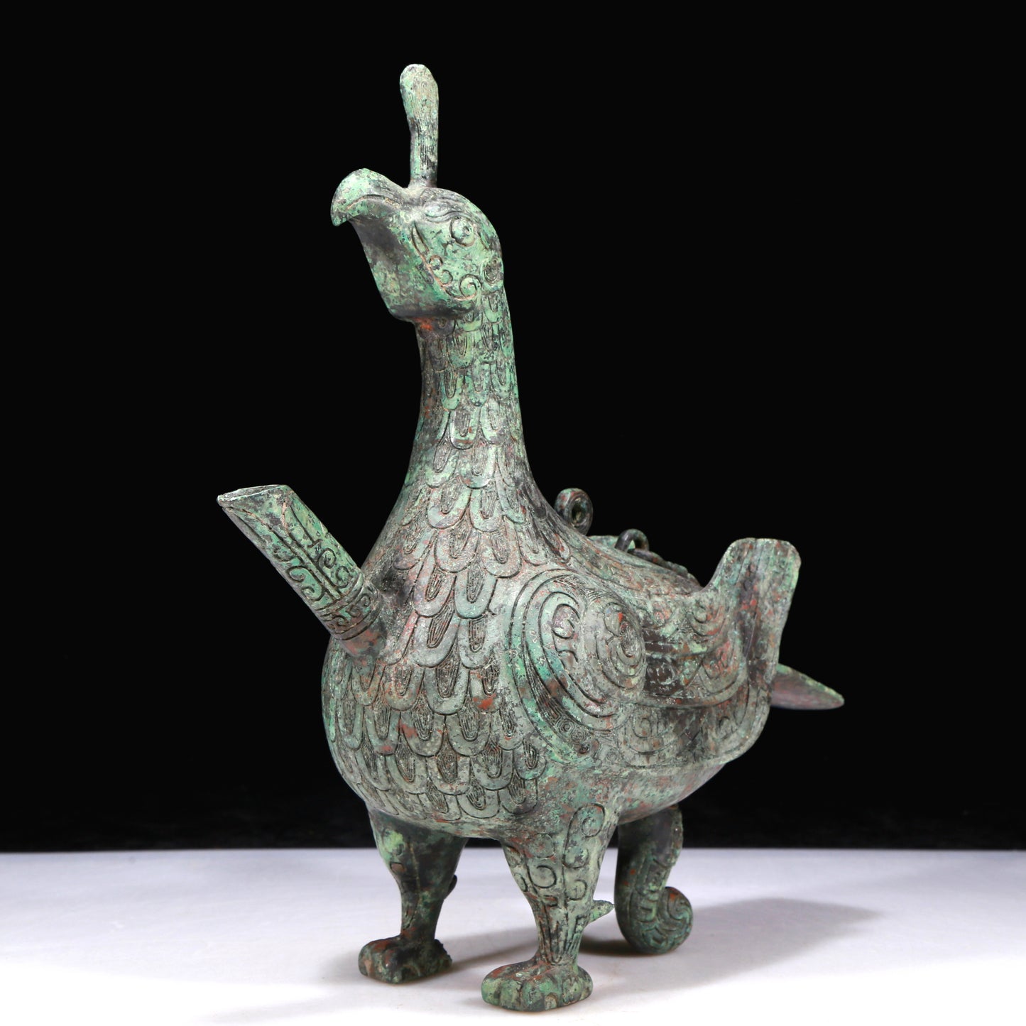 A Fantastic Bronze Mythical Bird-Form Pot With Inscriptions