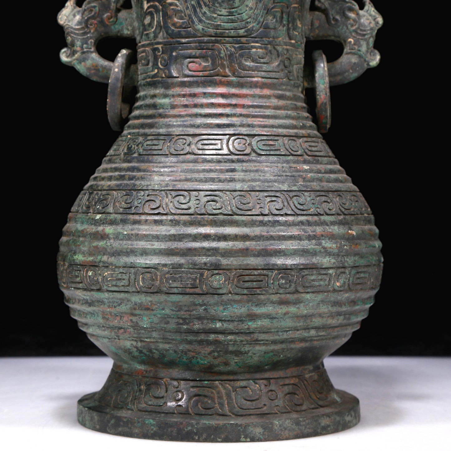 A Fantastic Bronze Beast-Handled Vase And Cover With Inscriptions