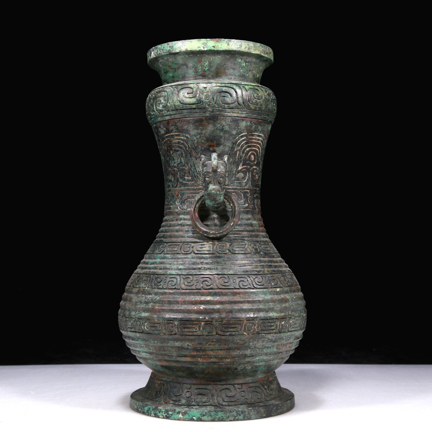 A Fantastic Bronze Beast-Handled Vase And Cover With Inscriptions